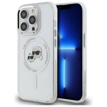 Karl Lagerfeld IML Metal Karl & Choupette Head MagSafe Hülle für iPhone 14 Pro Max – weiß