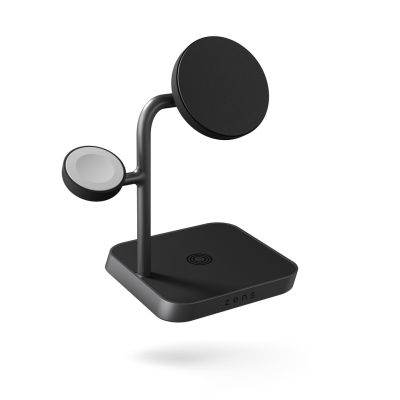 Zens Aluminium Serie 3-in-1 Magnetisches kabelloses Desktop-Ladegerät Pro 3+ mit Netzteil