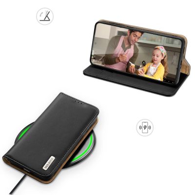 22. Dux Ducis Hivo Leather Flip Cover Echtleder Geldbörse für Karten und Dokumente Samsung Galaxy S22+ (S22 Plus) Schwarz