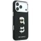 4. Karl Lagerfeld Saffiano Hülle mit Karl & Choupette Köpfen Pins & Logo für iPhone 18 Pro Max / 17 Pro Max - Schwarz