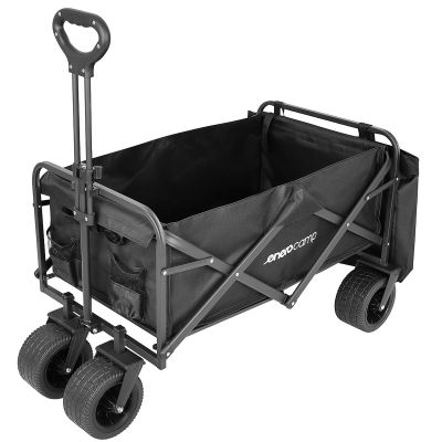 6. Deluxe Faltbarer Reise- und Strandbuggy 90x57x73-96cm mit Griff, Schwarz