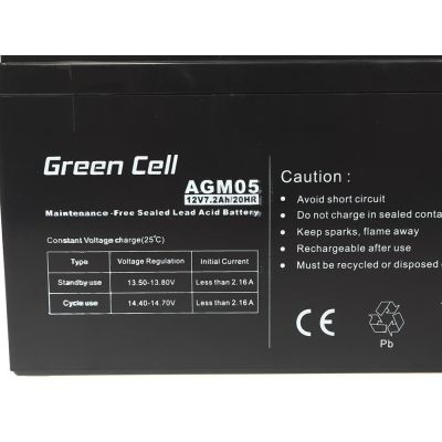 2. GREEN CELL GEL-BATTERIE AGM05 12V 7,2AH