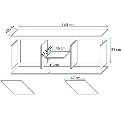 4. TV-Schrank SOHO 140x43x37 cm, Kaschmir + Schwarz