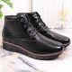 20. Gefütterte schwarze Lackleder-Stiefeletten mit Keilabsatz Filippo