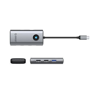 2. Orico PW11-5P USB-C Hub Dockingstation 1x USB-A 3.0 + 2x USB-A 2.0 + 1x USB-C PD + 1x HDMI - Grau