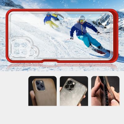3. Klare 3in1 Hülle für Samsung Galaxy A22 4G Frame Gel Cover Rot