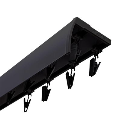 DOPPELTE DECKEN-GARDINENSCHIENE MIT ABDECKUNG, GLEITERN MIT GARDINENKLAMMERN, 200 CM, ALUMINIUM, SCHWARZ, KOWALSKI