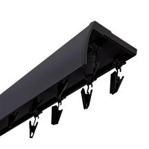 DOPPELTE DECKEN-GARDINENSCHIENE MIT ABDECKUNG, GLEITERN MIT GARDINENKLAMMERN, 200 CM, ALUMINIUM, SCHWARZ, KOWALSKI