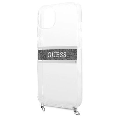 6. Guess GUHCP13SKC4GBSI iPhone 13 mini 5.4" Transparentes Hartschalenetui 4G Graues Armband Silberne Kette