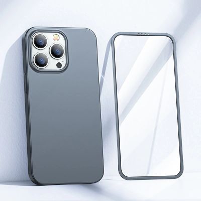 2. Joyroom 360 Full Case Cover für iPhone 13 Pro Max Back & Front Cover + Tempered Glass Grey (JR-BP928 Anlauffarben)
