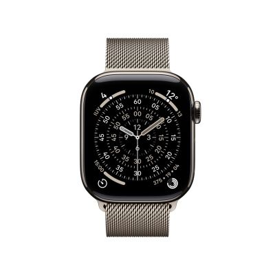 2. Apple Watch Series 11 (2025) Cell 42 mm Titangehäuse (Natur) mit Milanaise-Armband (Natur).