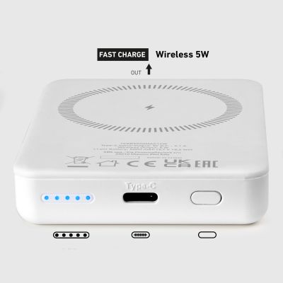 9. Powerbank SBS TEBB5000MAG1CW 5000 mAh USB-C, MagSafe kompatibel – Weiß