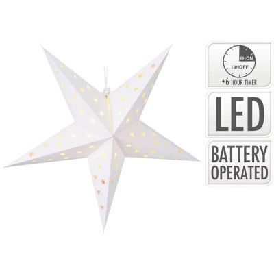 2. Dekorativer Papierstern mit LED-Beleuchtung, 60 cm, weiß, mit Timer