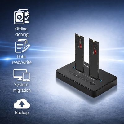 14. Qoltec M.2 NVMe SSD-Dockingstation | PCIe | USB-C | 20 Gbit/s | Dual 2 x 8 TB | Offline-Klonen