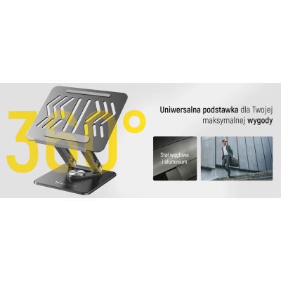 19. Wozinsky WRS-CPY84SB 360-Grad-Laptop- und Tablet-Ständer aus Aluminium + kostenloser Smartphone-Ständer – Schwarz