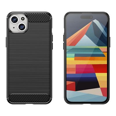 5. Flexible Carbon-Musterhülle für iPhone 15 Plus Carbon Case – Blau