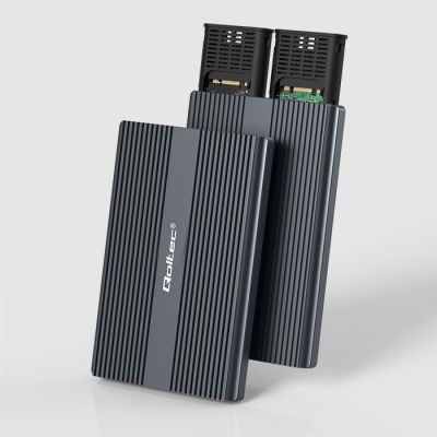 10. Qoltec-Gehäuse | M.2-SSD-Laufwerksschacht | SATA | NVMe | USB-C | Dual 2 x 2 TB