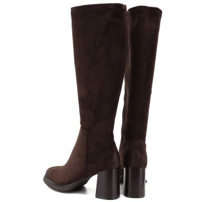 5. Damenstiefel aus braunem Veloursleder mit Absatz Potocki SZ12849