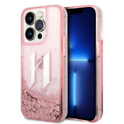 Karl Lagerfeld KLHCP14XLBKLCP iPhone 14 Pro Max 6.7" pink / rosa Hardcase Liquid Glitter Big KL