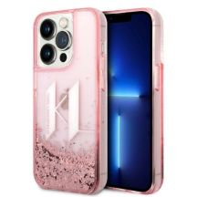 Karl Lagerfeld KLHCP14XLBKLCP iPhone 14 Pro Max 6.7" pink / rosa Hardcase Liquid Glitter Big KL