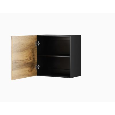2. VIGO quadratische Vitrine 50/50/30 schwarz/wotan Eiche
