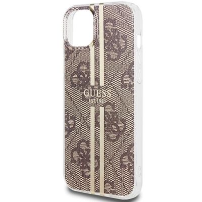 6. Guess IML 4G Gold Stripe Hülle für iPhone 15 Plus / 14 Plus – braun