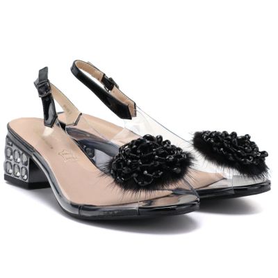 4. Transparente schwarze Sandalen mit Zierabsatz D&A MR62-9100