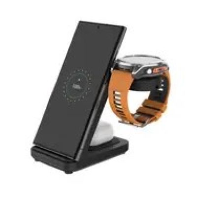 FIXPOS-GA-BK Ladegerät für mobile Geräte wie Smartwatches, Smartphones und Kopfhörer, Schwarz, USB, Kabelloses Laden, Schnellladen, Intern