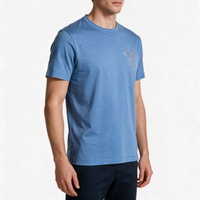 3. Paul&Shark Herren-T-Shirt aus Baumwolle, Größe M, Denim, 26411035-337 – Klassischer Schnitt, weiche Baumwolle