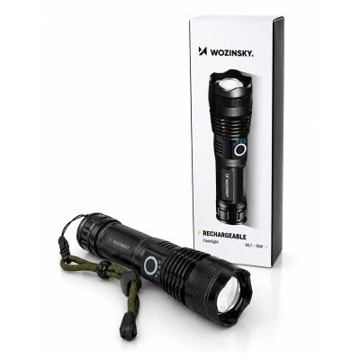 4. Wozinsky WLT-15W 15W 1500lm CREE IP65 Taktische Taschenlampe mit einstellbarem Lichtkegel - Schwarz