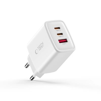 2. Tech-Protect NCA65W-GAN 3-Port 65W Wandladegerät – Weiß