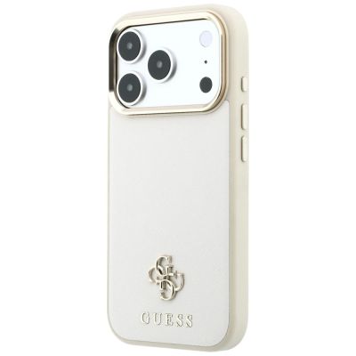 2. Guess Saffiano Small 4G & Classic Logo MagSafe Hülle für iPhone 18 Pro / 17 Pro - Beige