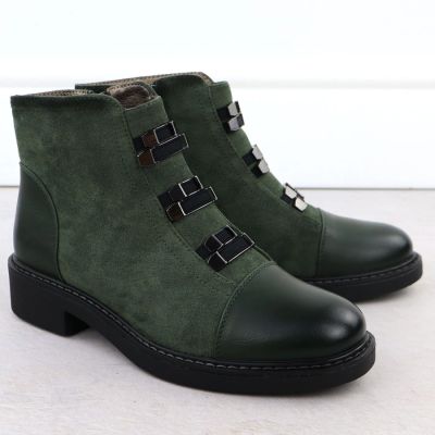 13. Damen-Wildlederimitat-Stiefeletten, gefüttert, grün M.Daszyński SA252-4