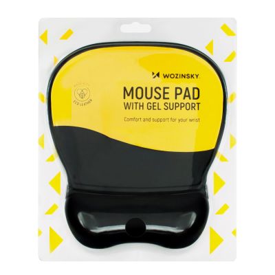 6. Wozinsky Ergonomisches Mauspad mit Handgelenkauflage, Gel, Kunstleder, Groß, rutschfest – Schwarz