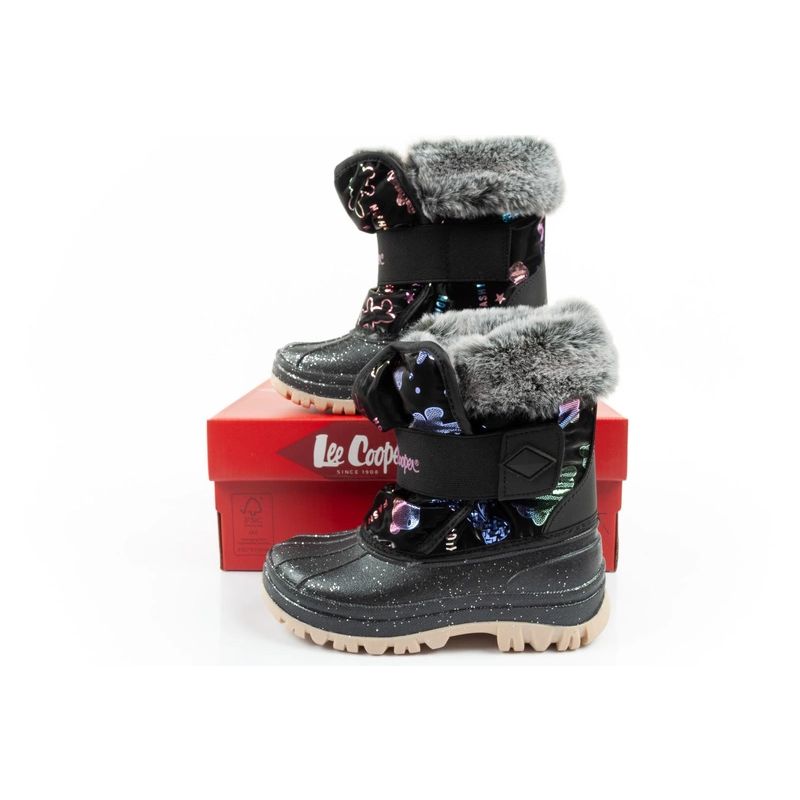 10. Lee Cooper Winterstiefel Kinder isolierte Schneestiefel für Mädchen Schwarz