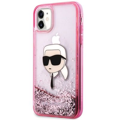 2. Karl Lagerfeld Glitzer Karl Head Hülle für iPhone 11/XR – Rosa
