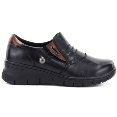 2. Schwarze Keilschuhe aus Leder für Damen, Vinceza 133118