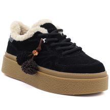 Schwarze Kobbo 79665 Leder-Plateauschuhe mit Isolierung