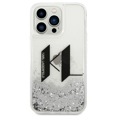 3. Karl Lagerfeld Liquid Glitter Big KL Hülle für iPhone 14 Pro - Silber