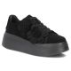 Damen-Sneaker aus Leder mit Plateausohle und Blumenmuster, Wildleder, schwarz, Filippo DP8113
