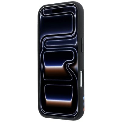 5. BMW M Quadrille Kevlar-Print, dreifarbige Linien & Metalllogo, MagSafe-Hülle für iPhone 18 Pro / 17 Pro – Schwarz