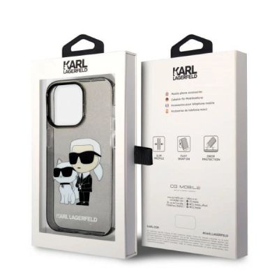 8. Karl Lagerfeld Glitzer Karl&Choupette Hülle für iPhone 14 Pro Max – Schwarz