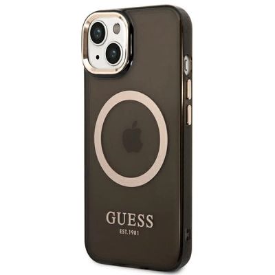 2. Guess GUHMP14MHTCMK iPhone 14 Plus 6,7" schwarz/schwarzes Hartschalenetui Gold Outline Translucent MagSafe