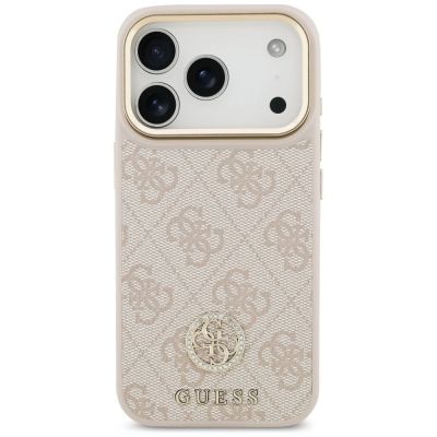 3. Guess 4G Strass Logo & Big Strap Metal Buttons MagSafe Case für iPhone 17 Pro - Pink