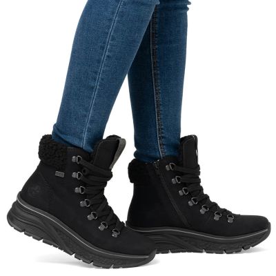 47. Wasserdichte, gefütterte Damen-Trekkingschuhe in Schwarz Rieker 48034-00