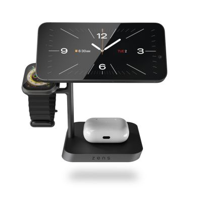 2. Zens Aluminium Serie 3-in-1 Magnetisches kabelloses Desktop-Ladegerät Pro 3+ mit Netzteil