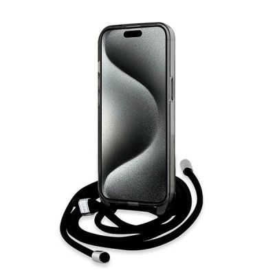 4. Karl Lagerfeld IML Crossbody Monogram Karl & Choupette Head MagSafe Hülle für iPhone 15 / 14 / 13 – Schwarz