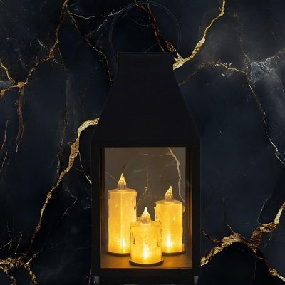 2. Dekorative Laterne mit 3 Kerzen