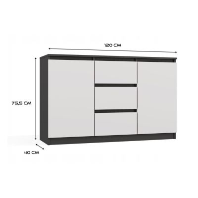 5. Kommode mit 2 Türen und 3 Schubladen, anthrazit/weiß, Set