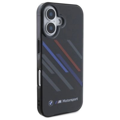 4. BMW Motosport IML Random Stripes Hülle für iPhone 16 – Schwarz